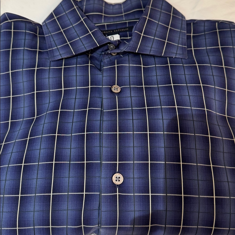 BANANA REPUBLIC Navy/White shirt Windowpane Check